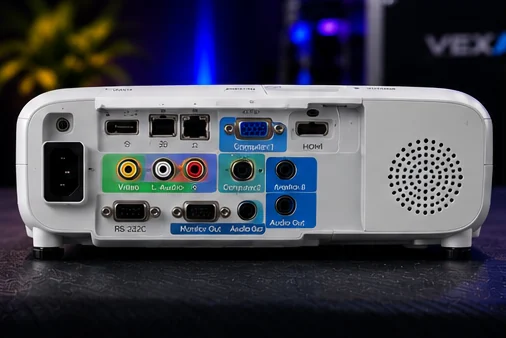 Painel traseiro do Epson PowerLite X39 com as entradas HDMI e VGA
