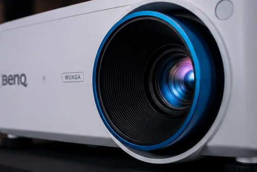 Detalhe da lente do projetor laser BenQ LU935