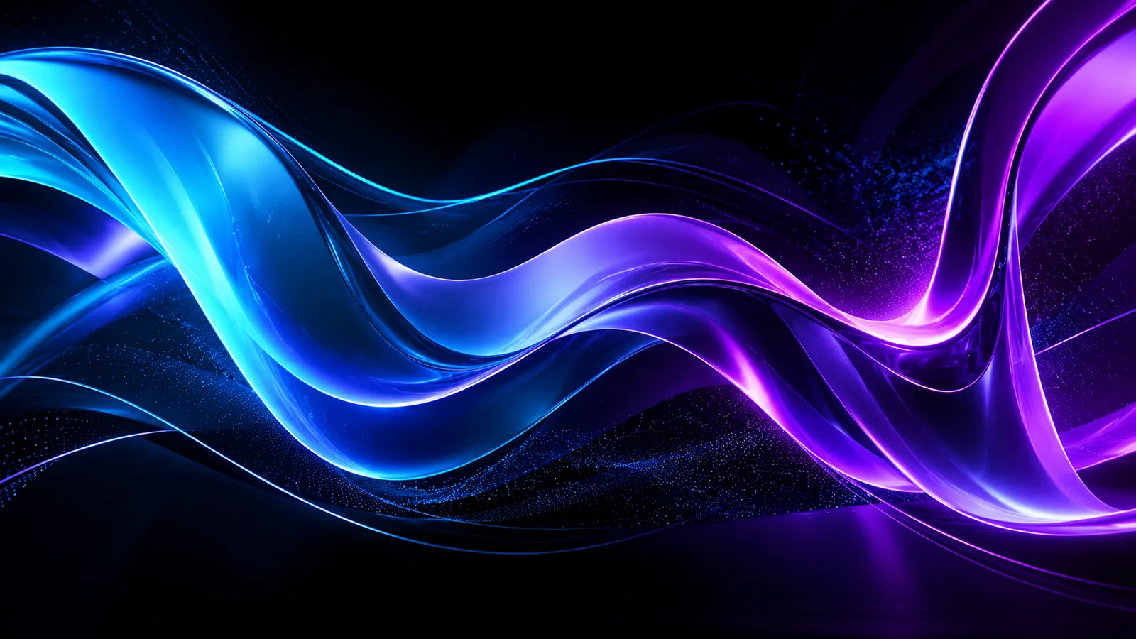 Conteúdo em ondas azul e violeta exibido no painel de LED